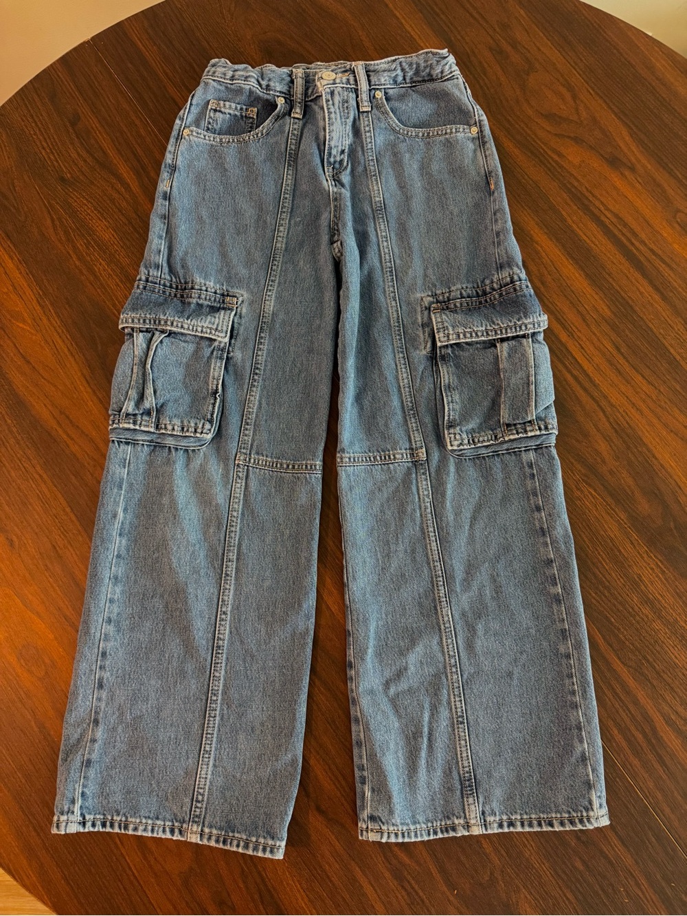 Old Navy Blue Wide-Leg Cargo Jeans for Kids
